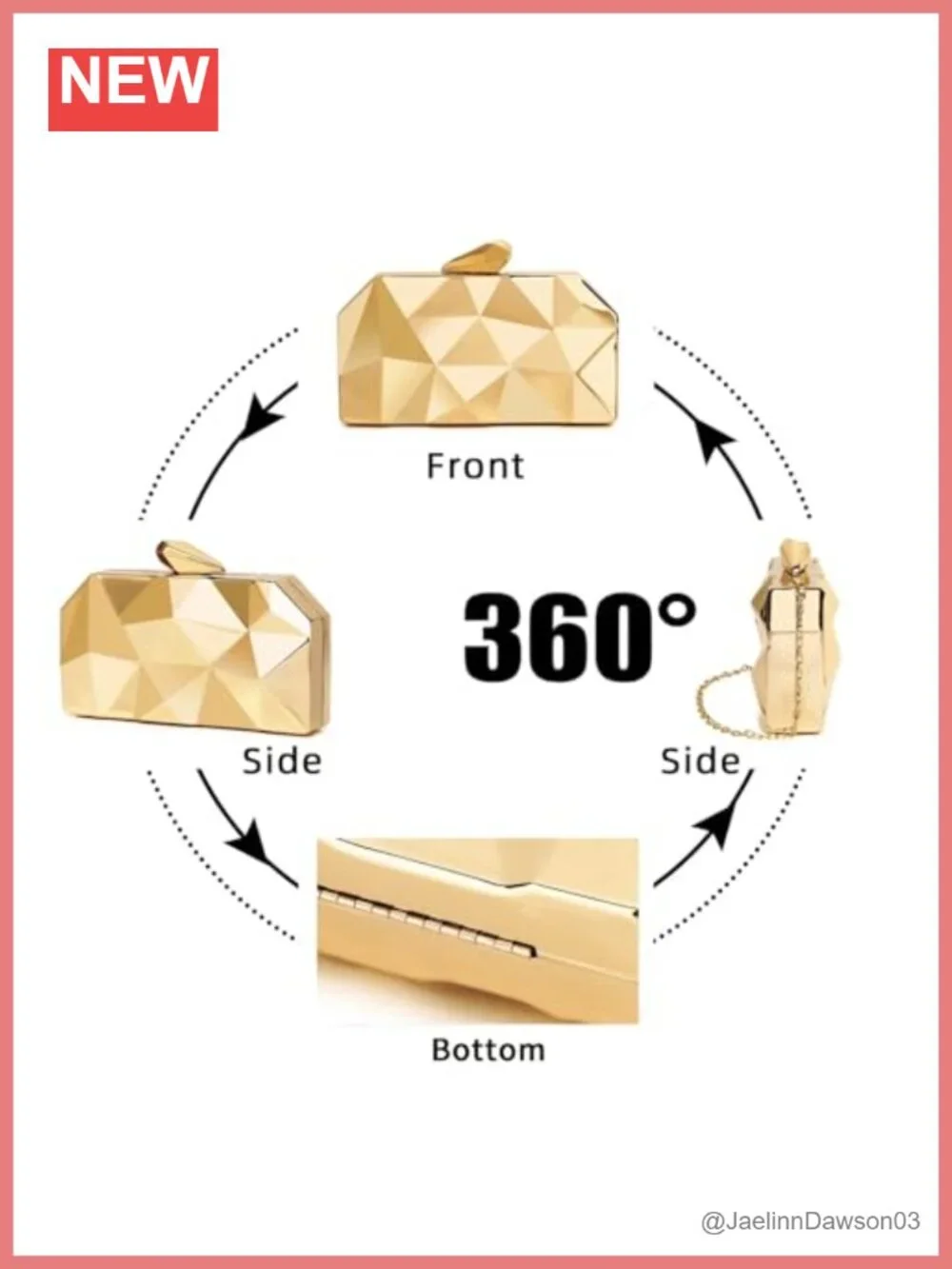 Geometric Evening Clutch, Metallic Gold Bags for Wedding, Party & Formal
